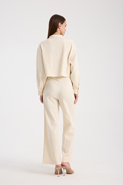 Store 100% Cotton Women's Shirt and Trousers Set - Relaxed Fit Summer Combination