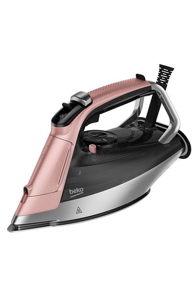 Beko Fier de călcat BEKO SIM8130P, 3000W, 270g/min, 350ml, talpă Soft Glide, negru-roz