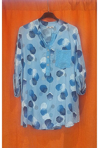 Z&A Sequined Pocket Curled Sleeve Patterned Voile Blouse (Size 40-46 Compatible)