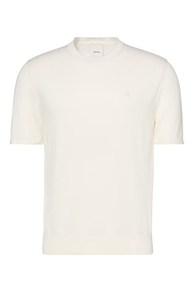 Calvin Klein Erkek Kısa Kollu Supima Pamuklu T-Shirt - Ekru