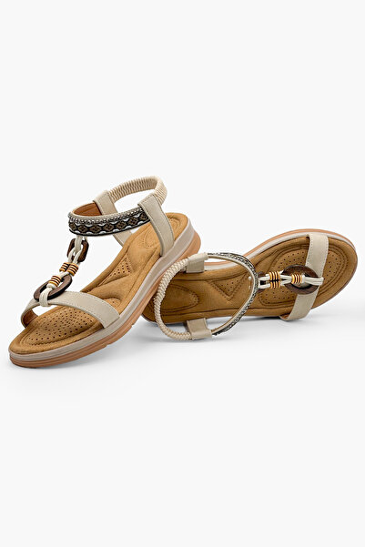 CARLA BELLA Women's Sandals Rope Drawstring Stone Fashion Women's Sandals Cream