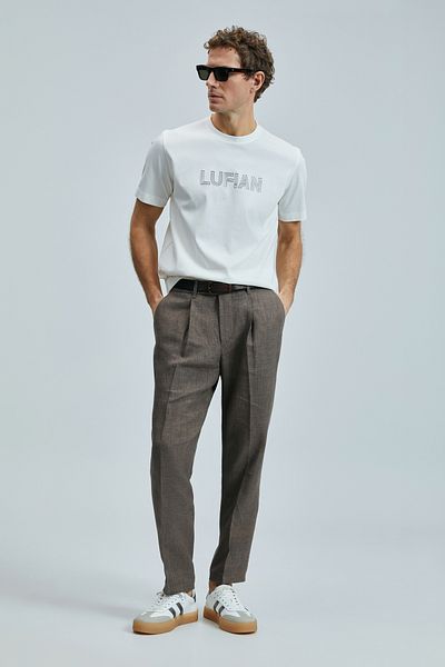 Lufian Tricou cu grafică modernă Think Off White