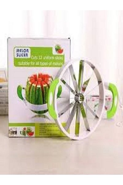 Generic Extra Large Watermelon Slicer with Comfortable Silicone Handle, Round Stainless Steel Fruit and Vegetable Slicer for Easy Use