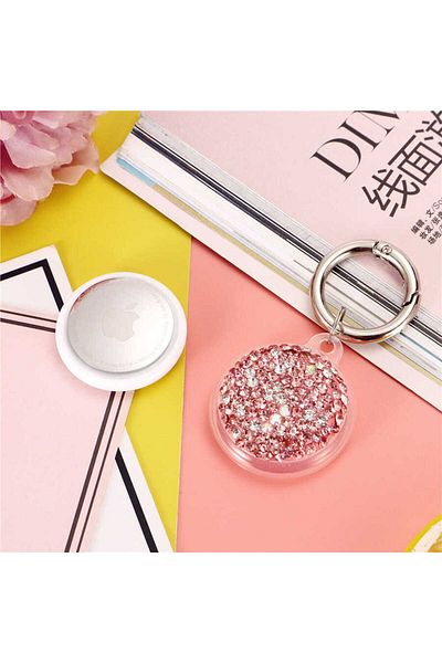 ENSUENO Inc Airtag 03 Compatible Silicone Keychain-Rose Gold