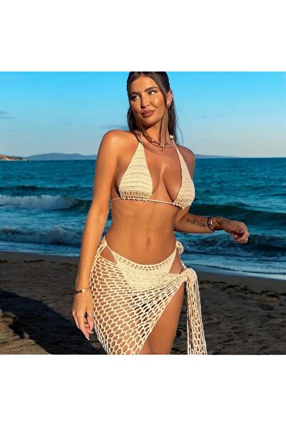 Charme Elegant el örgüsü pareo bikini takım