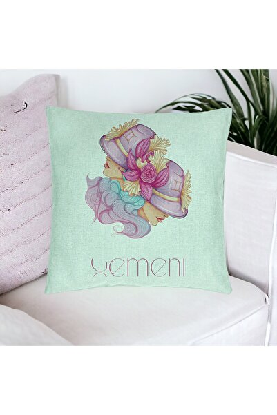 BEKZ Față de pernă, model cu semnul zodiacal Gemeni, 40x40 cm, verde mentă