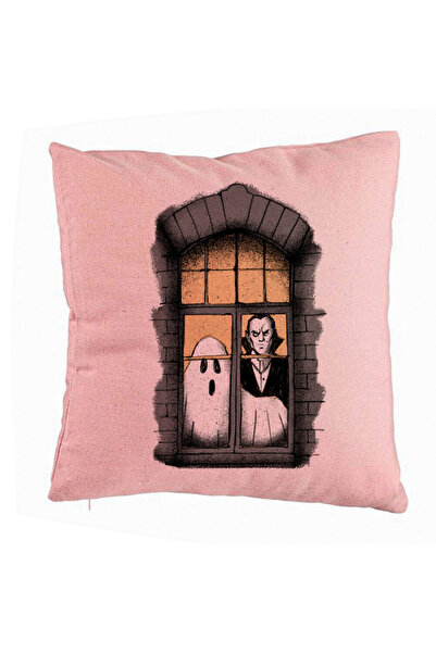 BEKZ Față de pernă cu fantome și vampiri de Halloween, 40x40 cm, roz