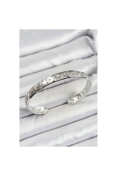 Skygo Brass Silver Color Engraved Six Open Bracelet - Tj-Bb7186