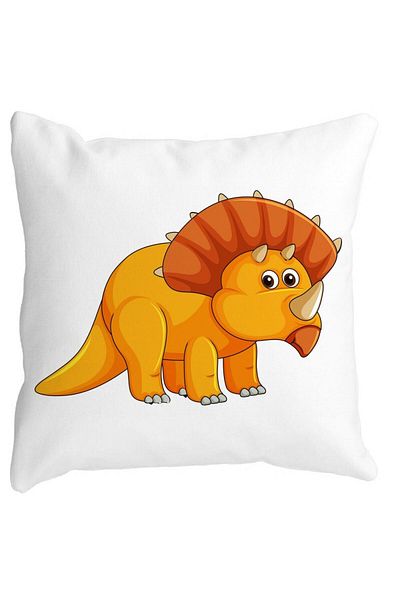 BEKZ Perna Decorativa Patrata copii cu Rhino, 40x40 cm, Alba, Mata, Husa Detasabila, Burduf