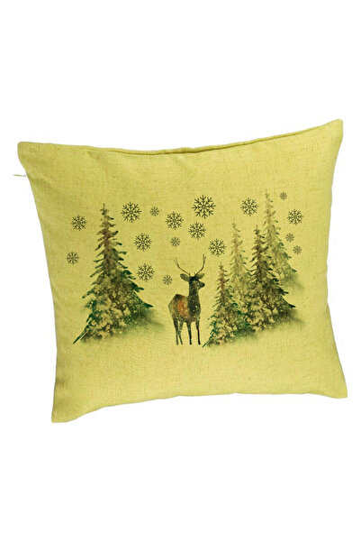 BEKZ Pernă decorativă de Crăciun, peisaj cu copaci și căprioare, 40x40 cm, ve...