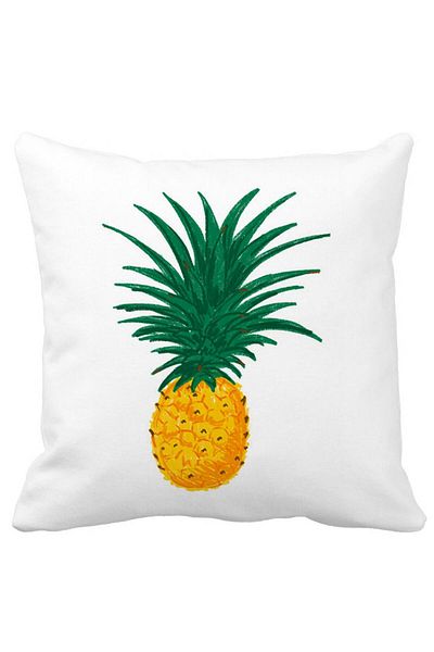 BEKZ Perna Decorativa Patrata Ananas, 40x40 cm, Alba, Mata, Husa Detasabila, Burduf