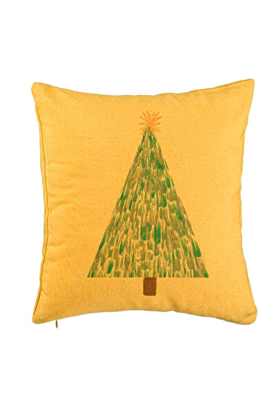 BEKZ Калъфка за възглавница с коледна тематика, прежда, 3 броя, 40x40 см, жълта