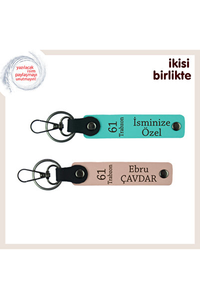 Asortishey 61 Patterned Personal Leather Keychain X2, Turquoise-Kitten Mouth,...