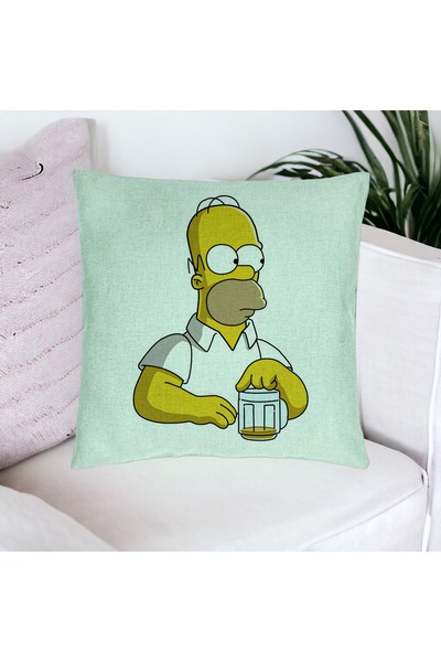 BEKZ Perna Decorativa, Model Simpsons Homer, 40x40 cm, Verde Menta, Husa Deta...