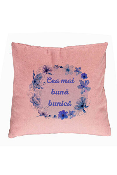 BEKZ Perna Decorativa pentru Bunica 15, 40x40 cm, Roz, Husa Detasabila, Burduf