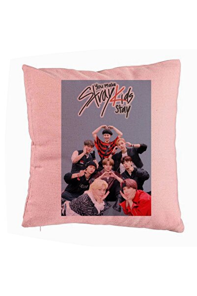 BEKZ Fata De Perna, Stray Kids 15, 40x40 Cm, Roz, Husa Detasabila