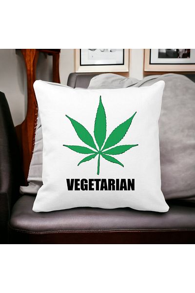 BEKZ Perna Decorativa Patrata Vegetarian, 40x40 cm, Alba, Mata, Husa Detasabila, Burduf