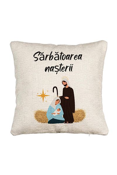 BEKZ Perna Decorativa Canapea cu tematica de Craciun, Sarbatoarea Nasterii 1, 40x40 cm, Cu fermoar