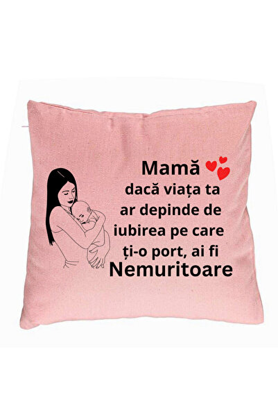 BEKZ Perna Decorativa, Model pentru Mama 12, 40x40 cm, Roz, Husa Detasabila, ...