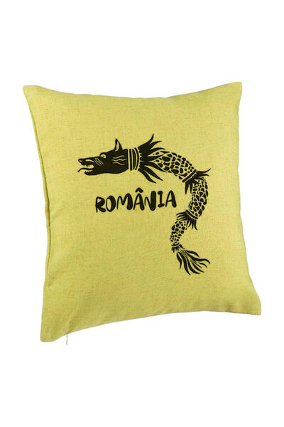 BEKZ Μαξιλαροθήκη, με σχέδιο Δακικού Λύκου Ρουμανίας, 40x40 εκ., Πράσινο