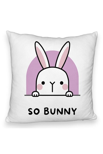 BEKZ Perna Decorativa Fluffy, Model So Bunny, 40x40 cm, Alba, Husa Detasabila, Burduf