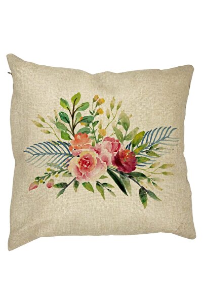 BEKZ Perna Decorativa, Florale de vara, 40x40 cm, Husa Detasabila, Burduf