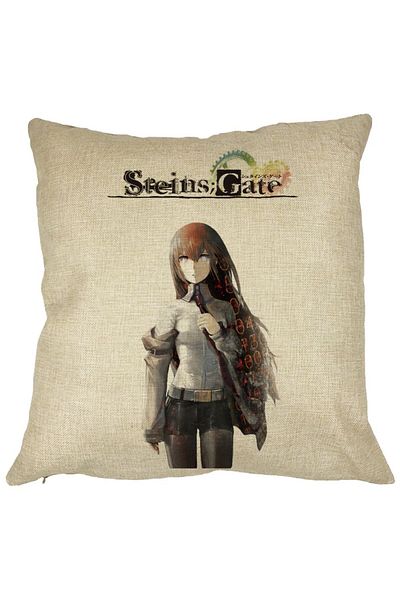 BEKZ Perna Decorativa cu Steins Gate, 40x40 cm, Husa Detasabila, Burduf