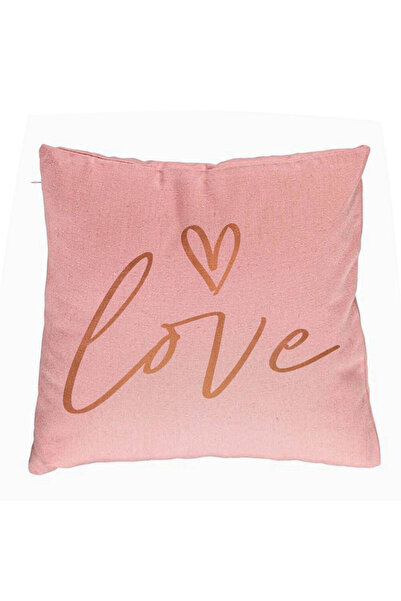 BEKZ Perna Decorativa, Model Love, 40x40 cm, Roz, Husa Detasabila, Burduf