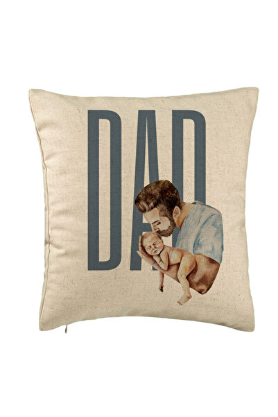 BEKZ Decorative Pillow, Dad's Love Pattern, 40x40 cm, Beige, Removable Cover,...