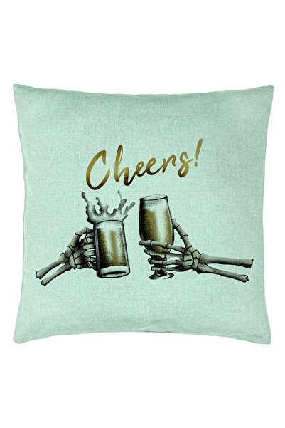 BEKZ Față de pernă Halloween cu text „Noroc”, 40x40 cm, verde mentă