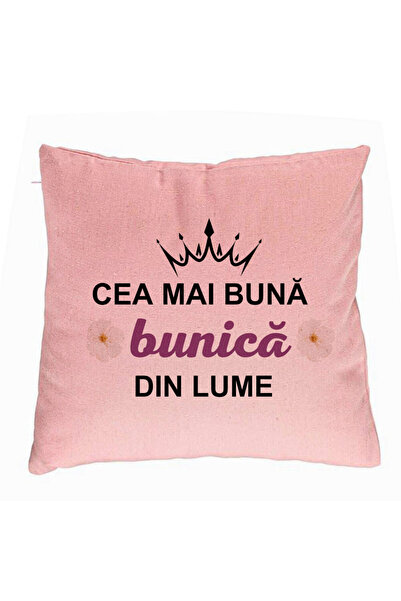 BEKZ Perna Decorativa pentru Bunica 11, 40x40 cm, Roz, Husa Detasabila, Burduf