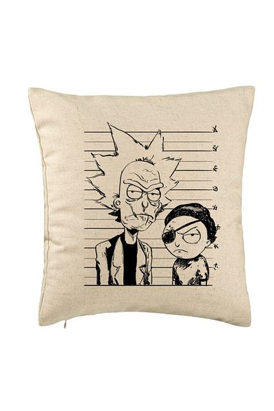 BEKZ Perna Decorativa, Model Rick and Morty, 40x40 cm, Bej, Husa Detasabila, Burduf