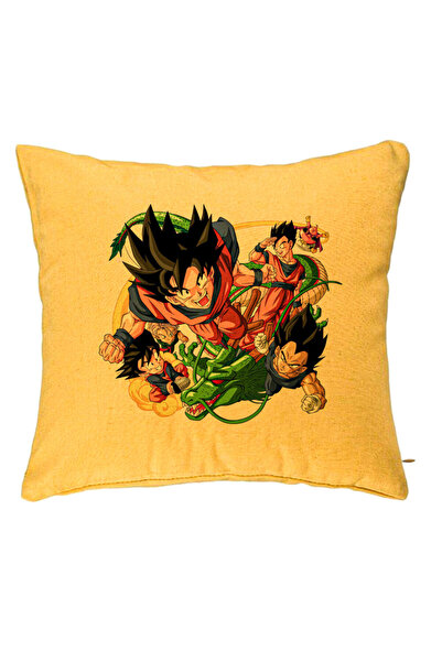 BEKZ Perna Decorativa cu Dragonball characters, 40x40 cm, Galben, Husa Detasa...