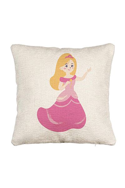 BEKZ Fata de perna Canapea, Model Printesa Roz, 40x40 cm, Cu fermoar