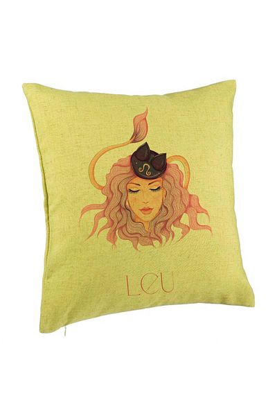BEKZ Față de pernă, model zodiacal Leu, 40x40 cm, verde
