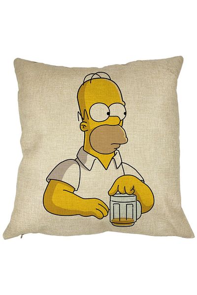 BEKZ Perna Decorativa Patrata Simpsons Homer, 40x40 cm, Husa Detasabila, Burduf