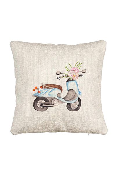 BEKZ Fata de perna Canapea, Model Flower Bike, 40x40 cm, Cu fermoar