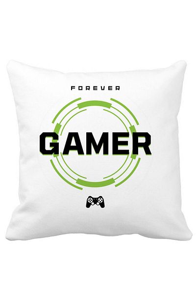 BEKZ Pillowcase, Forever Gamer, 40x40 Cm, White, Matte