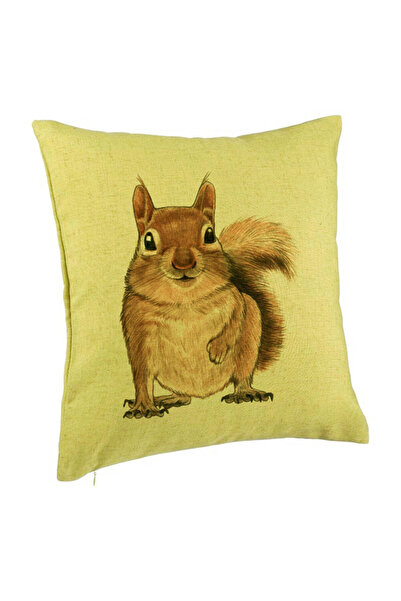 BEKZ Perna Decorativa, Model Veverita, 40x40 cm, Verde, Husa Detasabila, Burduf