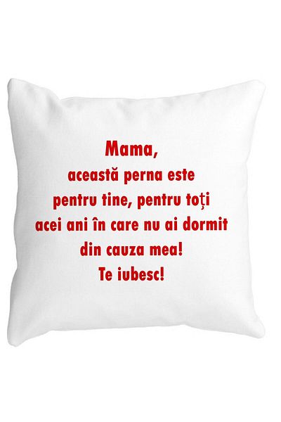 BEKZ Square Pillowcase For Mom I Love You 3.40x40 Cm, White, Matte