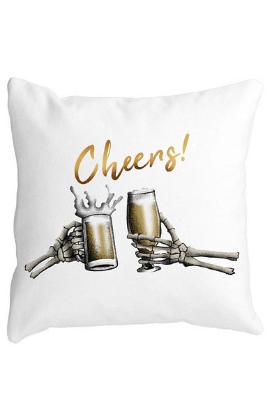 BEKZ Halloween Pillowcase With Cheers Text, 40x40 Cm, White, Matte