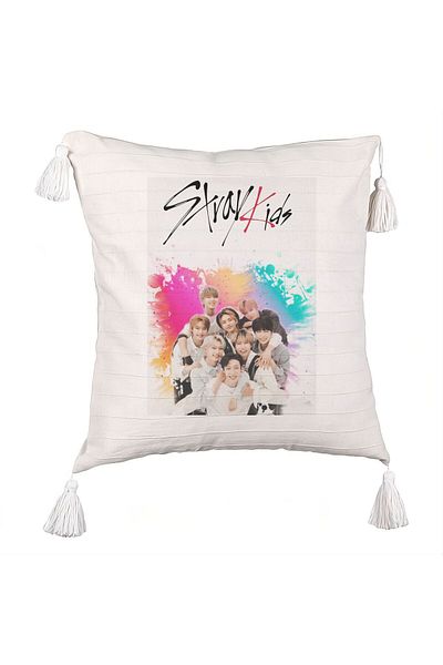 BEKZ Fringed Pillowcase, Stray Kids 3, 45×45 cm, With zipper