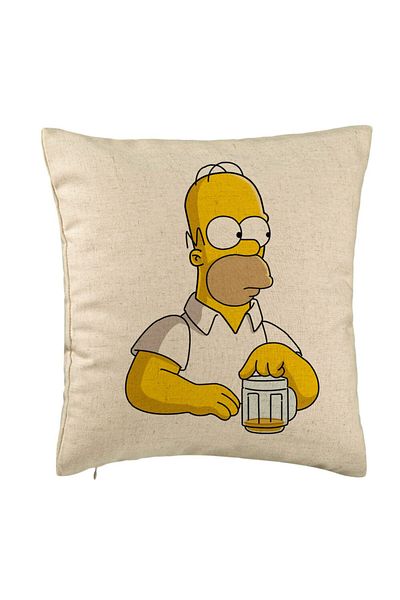 BEKZ Perna Decorativa, Model Simpsons Homer, 40x40 cm, Bej, Husa Detasabila, Burduf