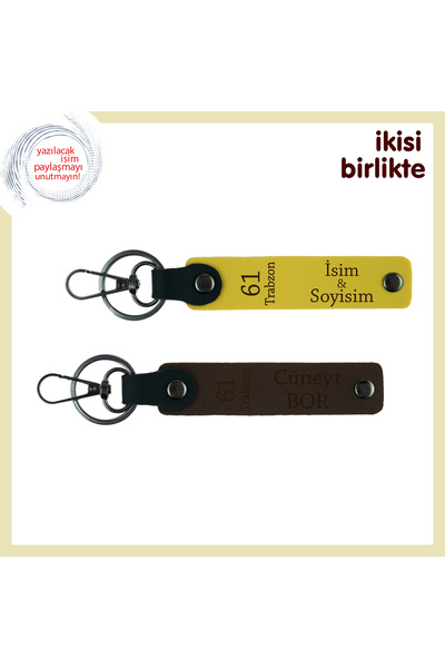 Miaju مجموعة سلسلة مفاتيح هدية تعكس الحب للبحر الأسود مع اسمك مكتوب، أصفر-بني داكن