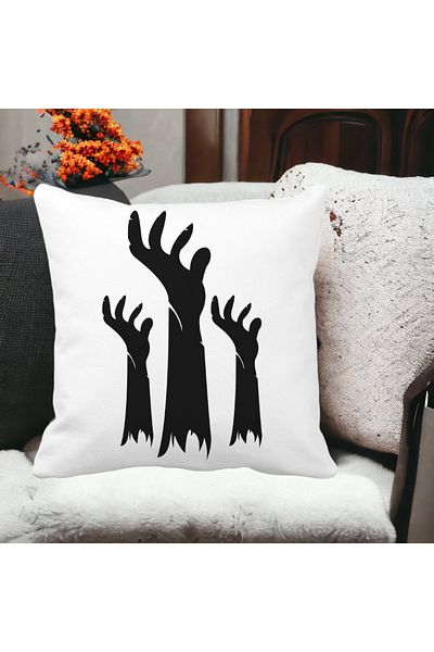 BEKZ Decorative Pillow with Halloween Motif 5, 40x40 cm, White, Matte, Removable Cover, Bellows