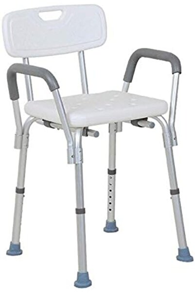 GENRE كرسي حمام قوي مصنوع من سبائك الألومنيوم مع مسند ظهر ومساند للذراعين لكب...