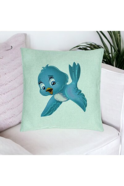 BEKZ Perna Decorativa, Model TweetTweet, 40x40 cm, Verde Menta, Husa Detasabila, Burduf