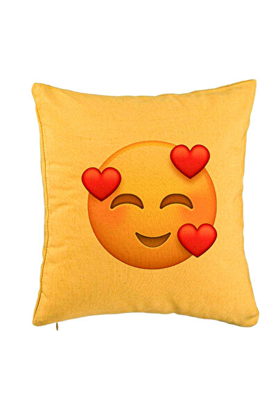 BEKZ Perna Decorativa, Model Emoji In Love, 40x40 cm, Galben, Husa Detasabila...