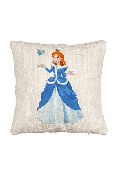 BEKZ Fata de perna Canapea, Model Printesa si Paserea, 40x40 cm, Cu fermoar