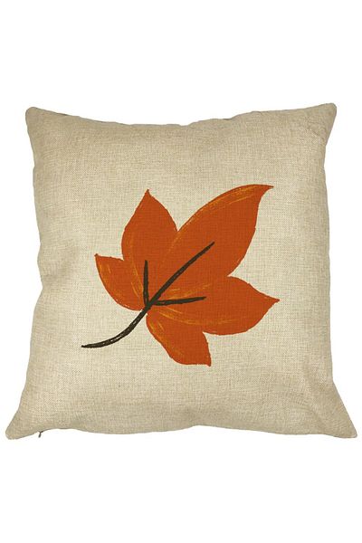 BEKZ Perna Decorativa Frunza de Toamna, 40x40 cm, Husa Detasabila, Burduf